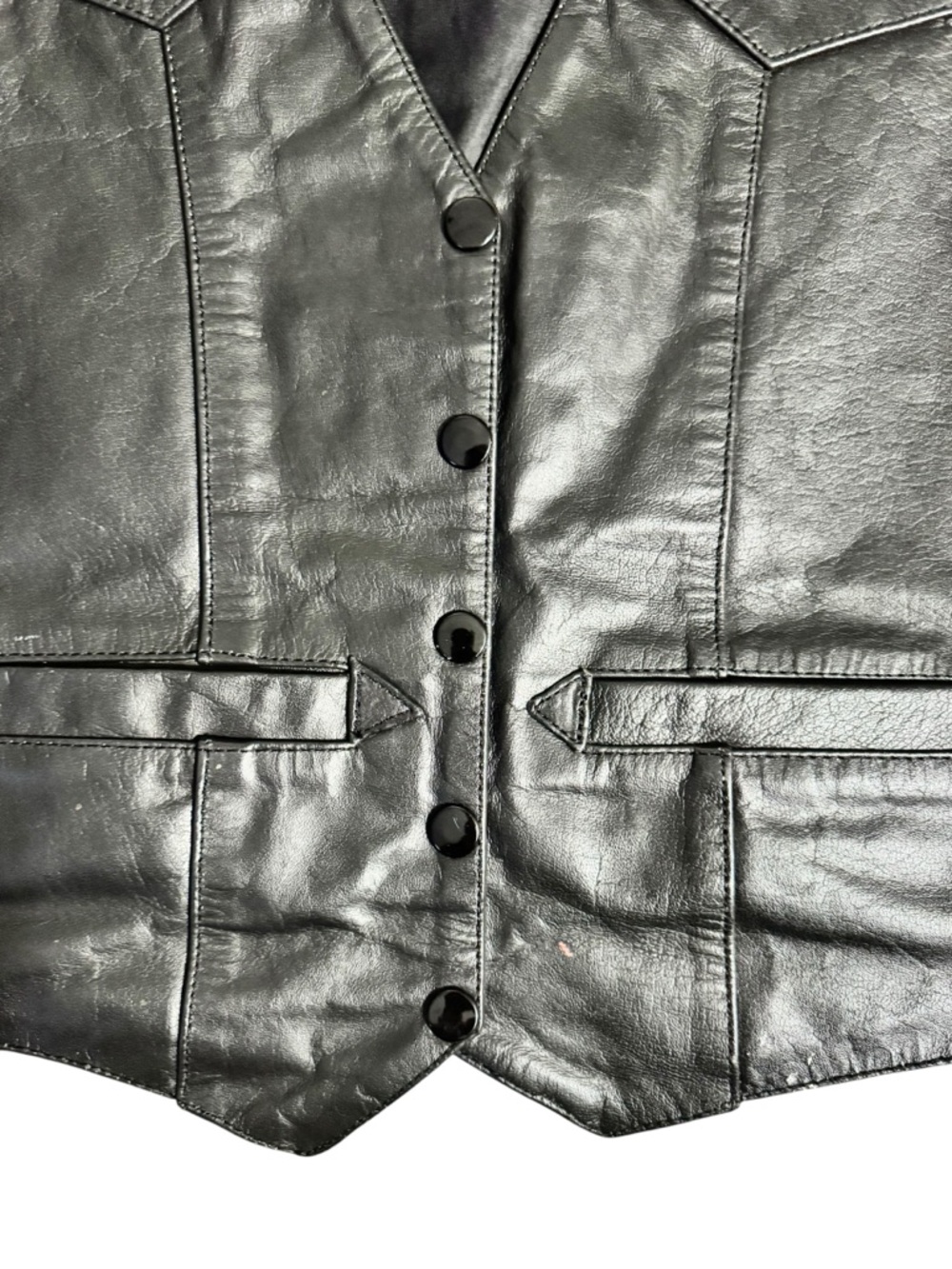 Vintage Z1R Black Leather Riding Vest, Size 6 - Picture 4 of 10